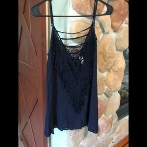 Tokyo Darling large navy blue top, adjustable straps.